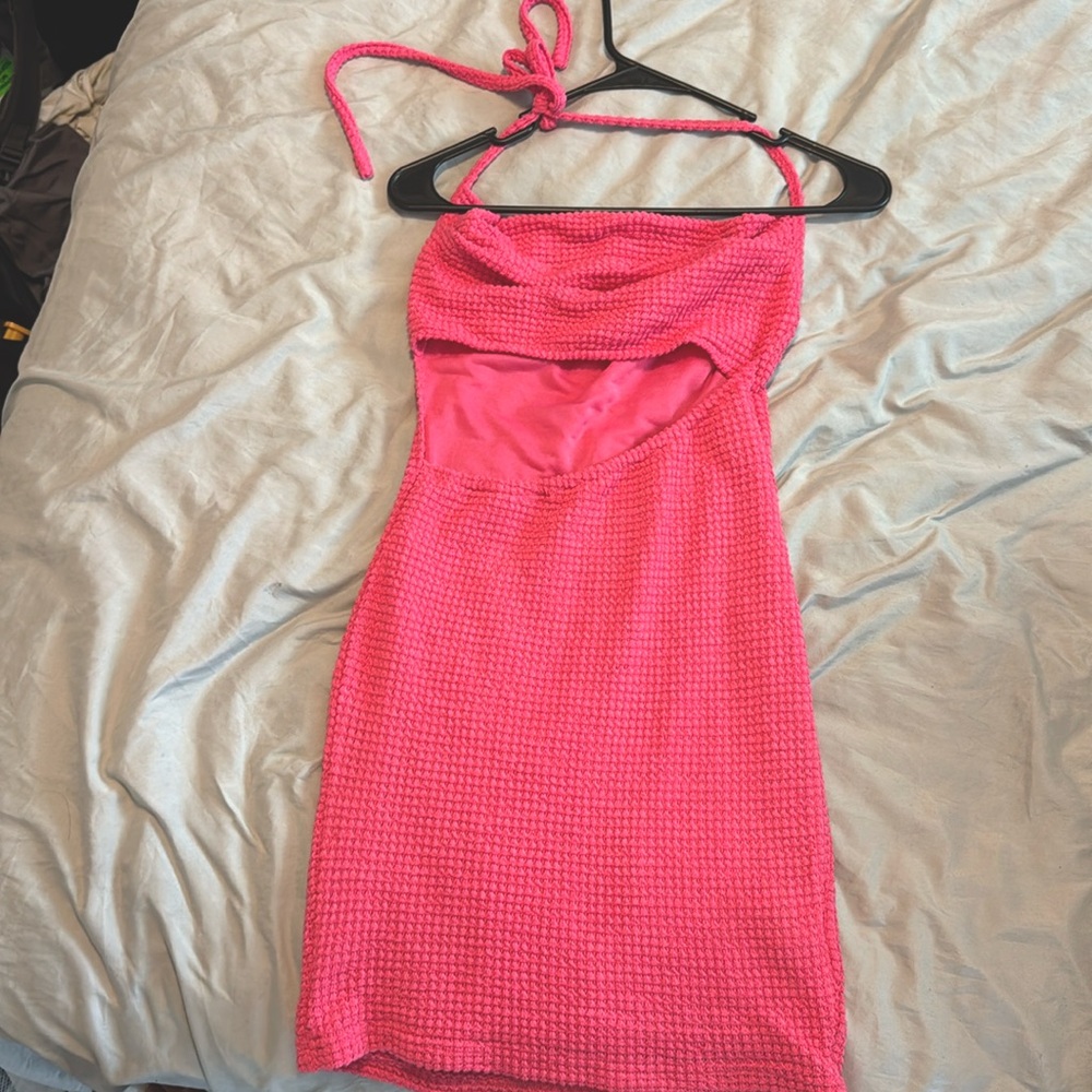 Shein Size small Magenta Cutout Halter Dress